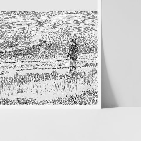 Seasalter By The Sea Black & White Art Print